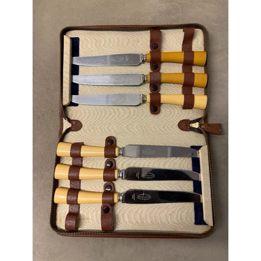 Vintage Bakelite E Parker & Sons Sheffield England Stainless Steel Steak Knives